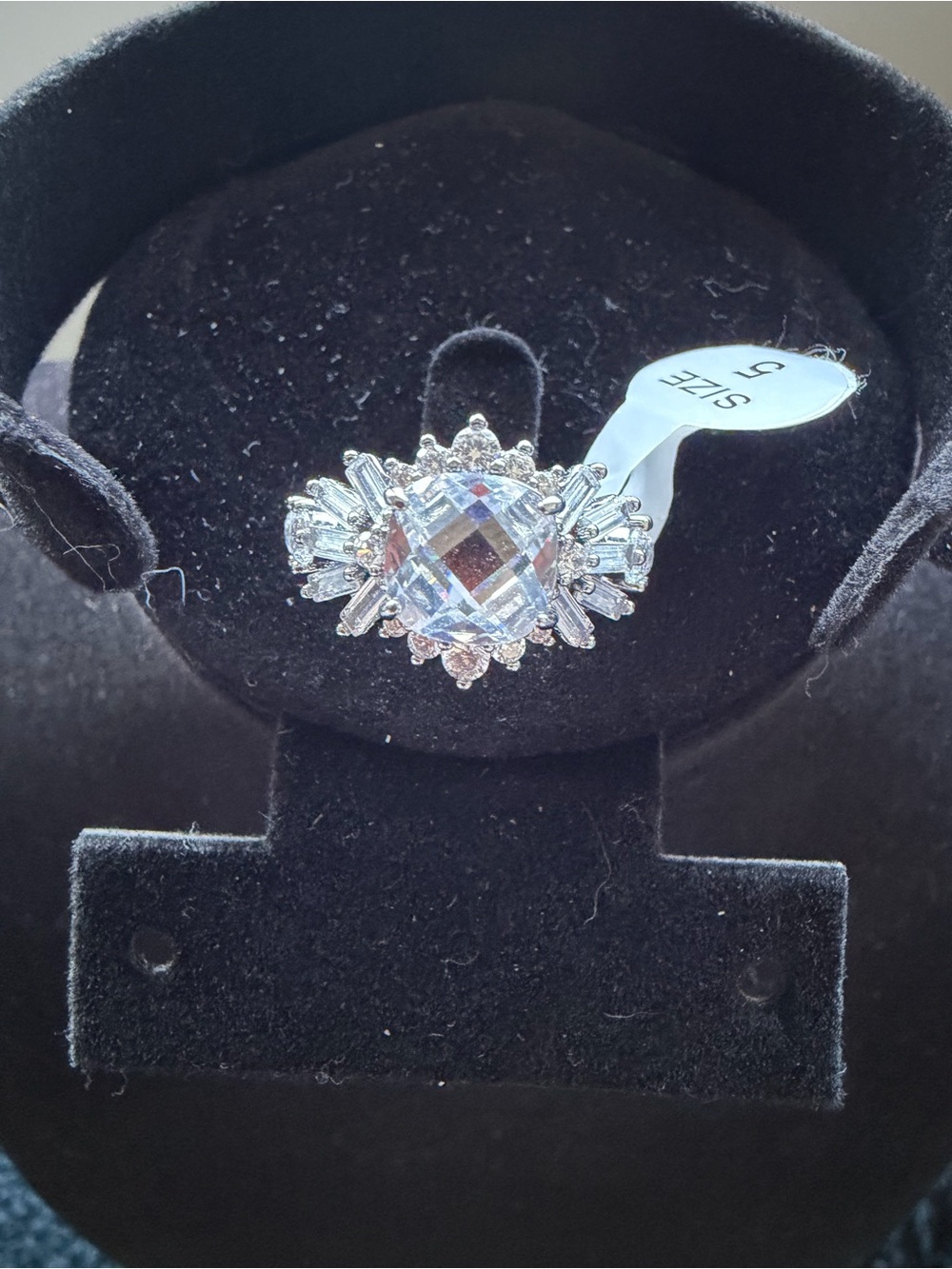 BP White Crystal Halo Cocktail Ring - Size 5